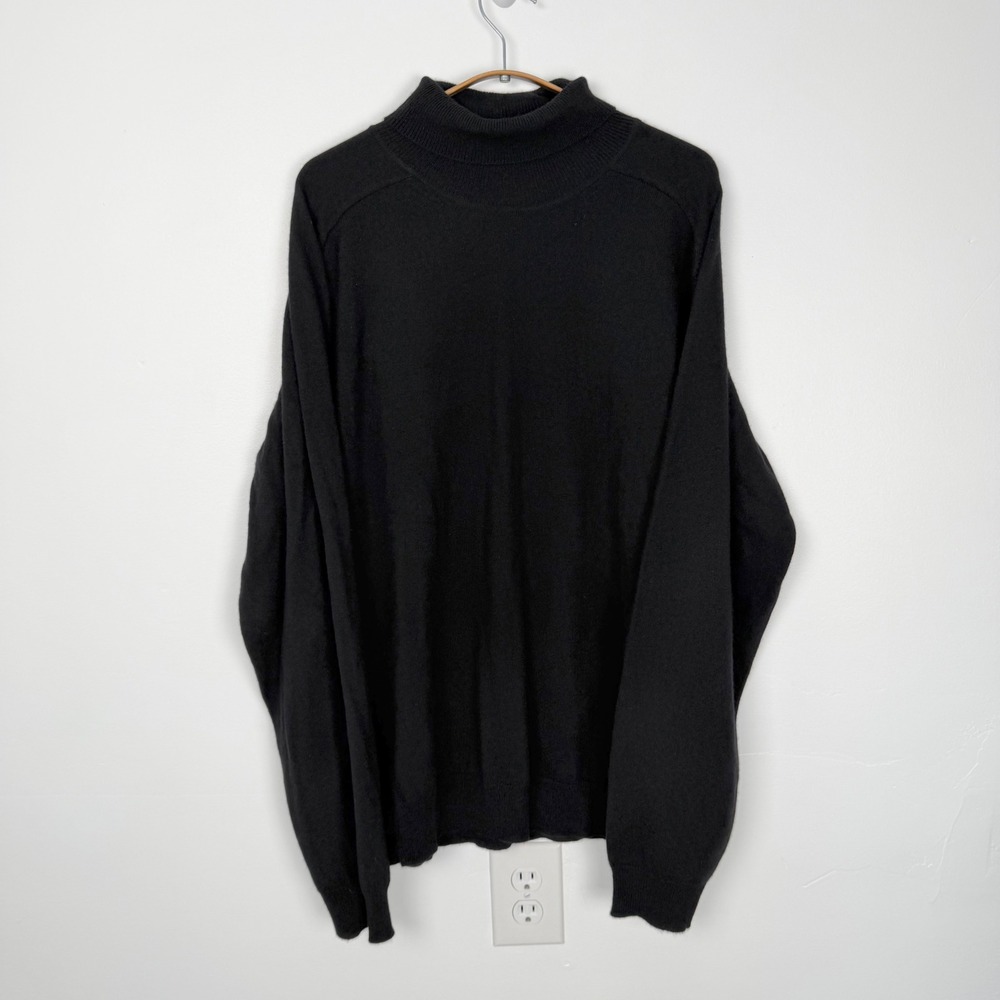 Tasso Elba Men XXL Black 100% Fine Cashmere Turtleneck Sweater Roll Neck Knit